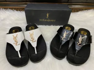 YSL Crocodile Textured Wedges