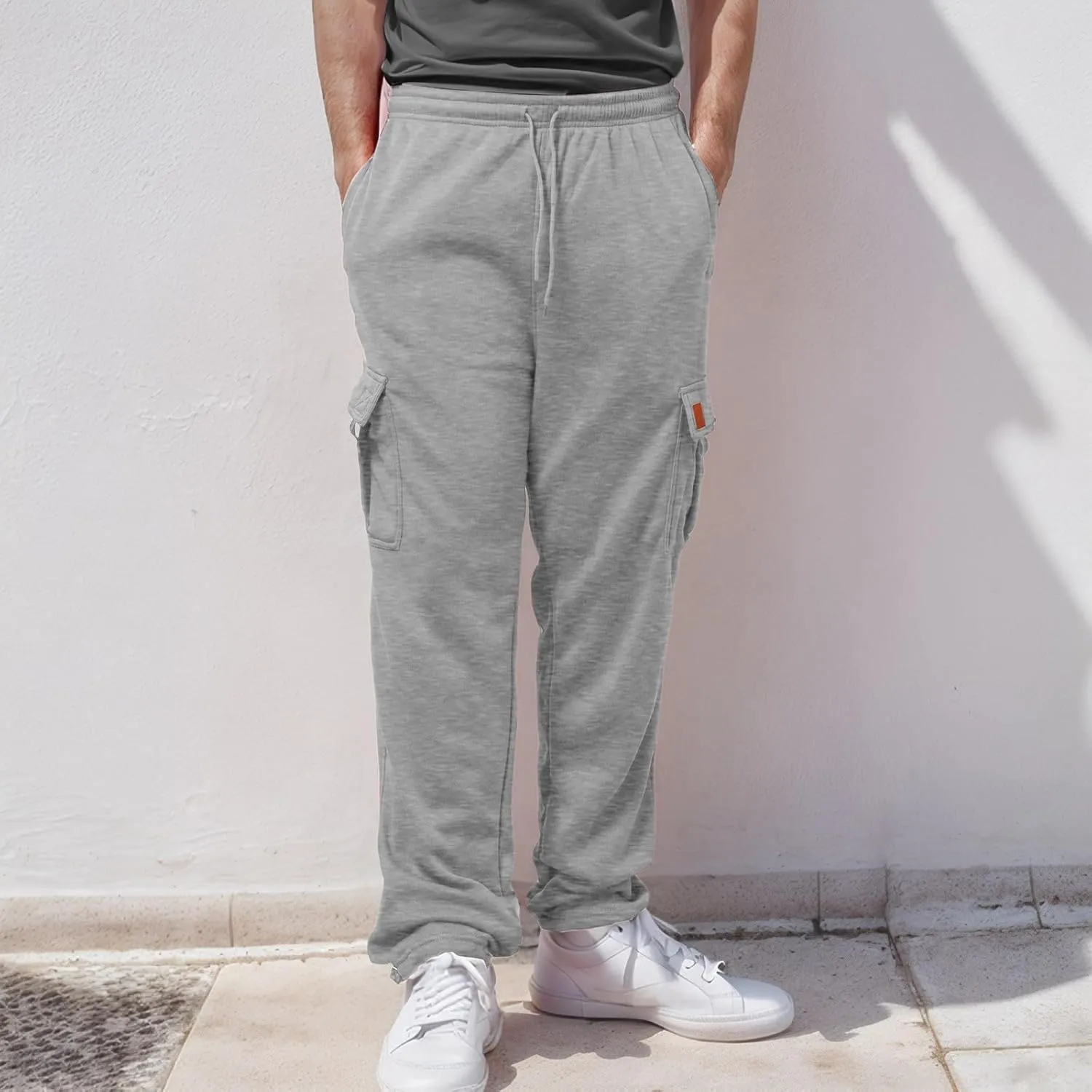 ZYXTIM Mens Cargo Joggers Combat Work Trousers Plus Size Elastic Waist Running Sport Sweatpants Big&Tall Drawstring Pants
