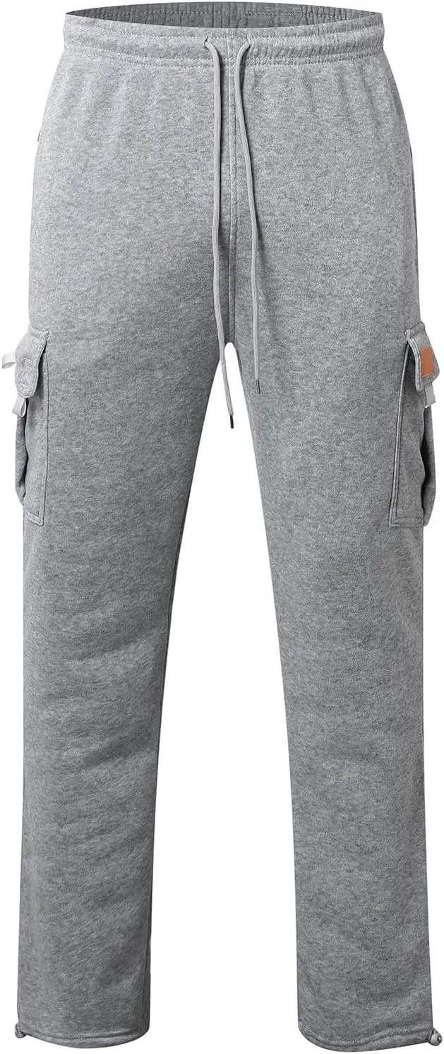 ZYXTIM Mens Cargo Joggers Combat Work Trousers Plus Size Elastic Waist Running Sport Sweatpants Big&Tall Drawstring Pants